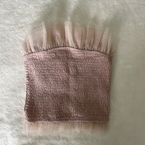 En Saison Cosette Blush Pink Smocked Tube Top with Tulle